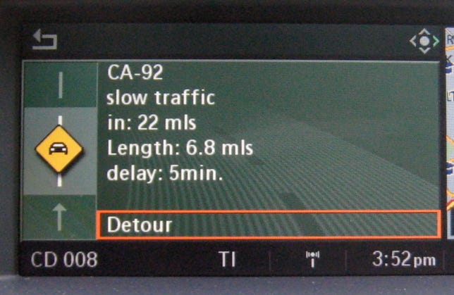 BMW navigation system with incident information