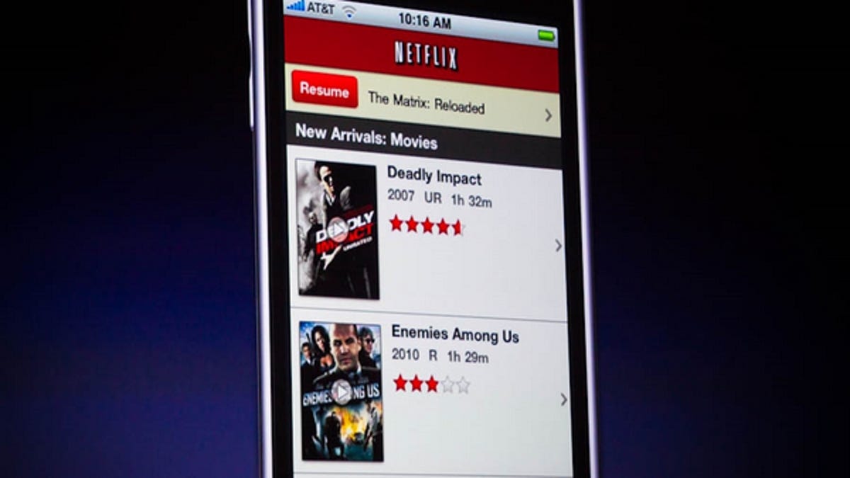 Netflix running on the iPhone.