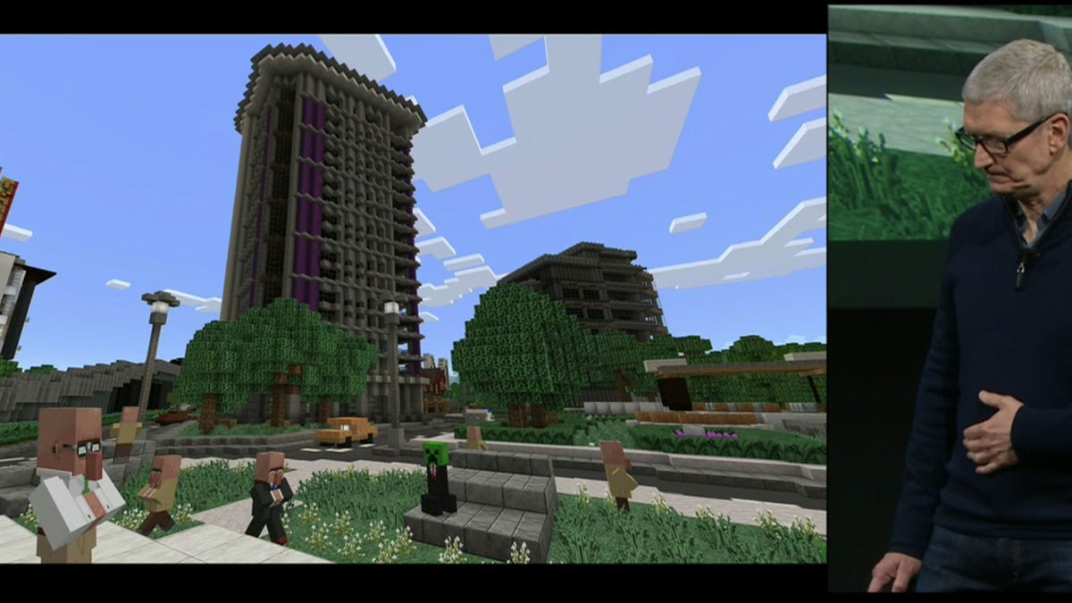 ​Apple CEO Tim Cook announces Minecraft for Apple TV.