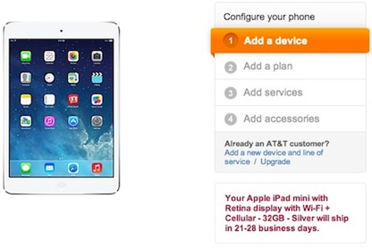 The graphic on the AT&T iPad Mini Retina page for the cellular version.
