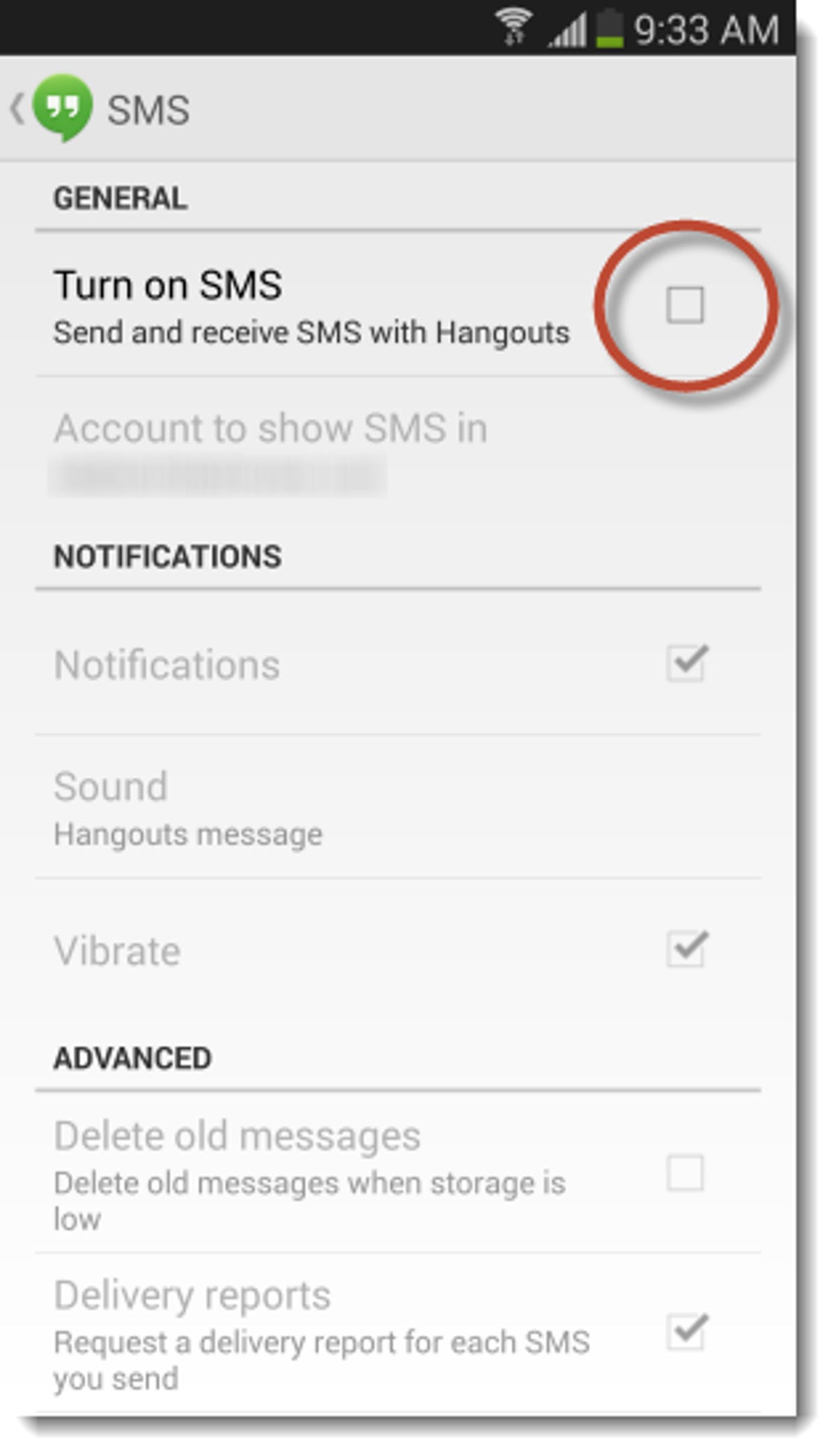 Disable Hangouts SMS