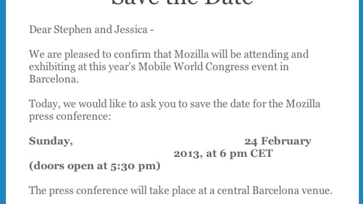Save the Date for Mozilla at MWC 2013