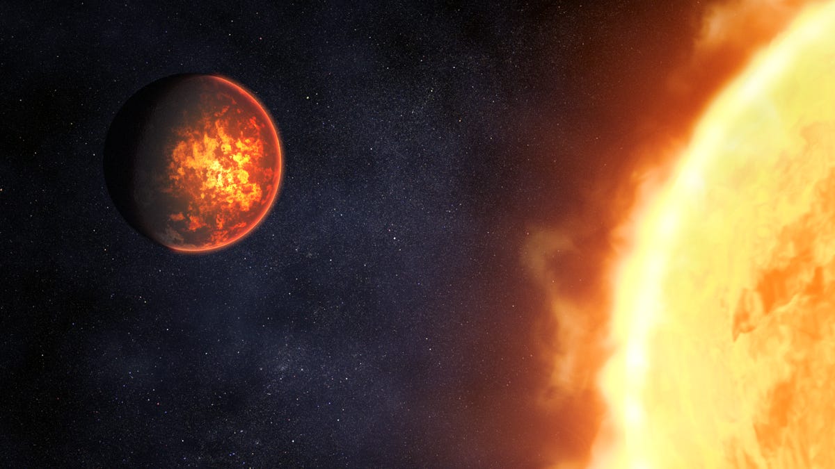 A lava ocean-covered exoplanet close to a host star.