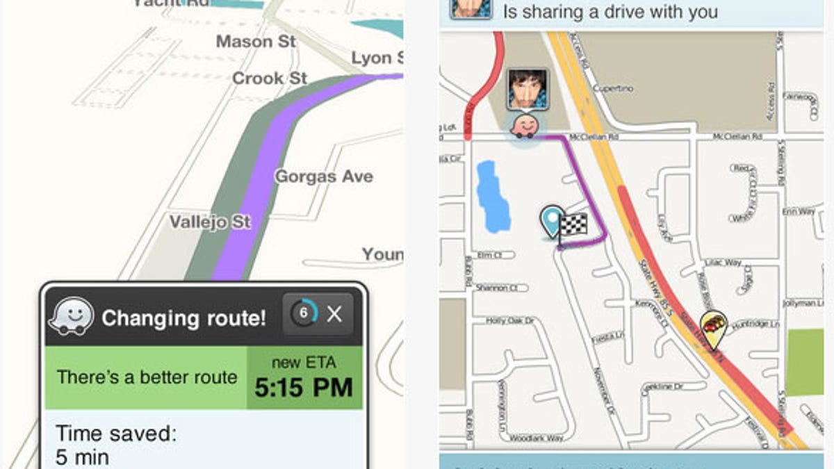 Waze&apos;s mobile navigation app.