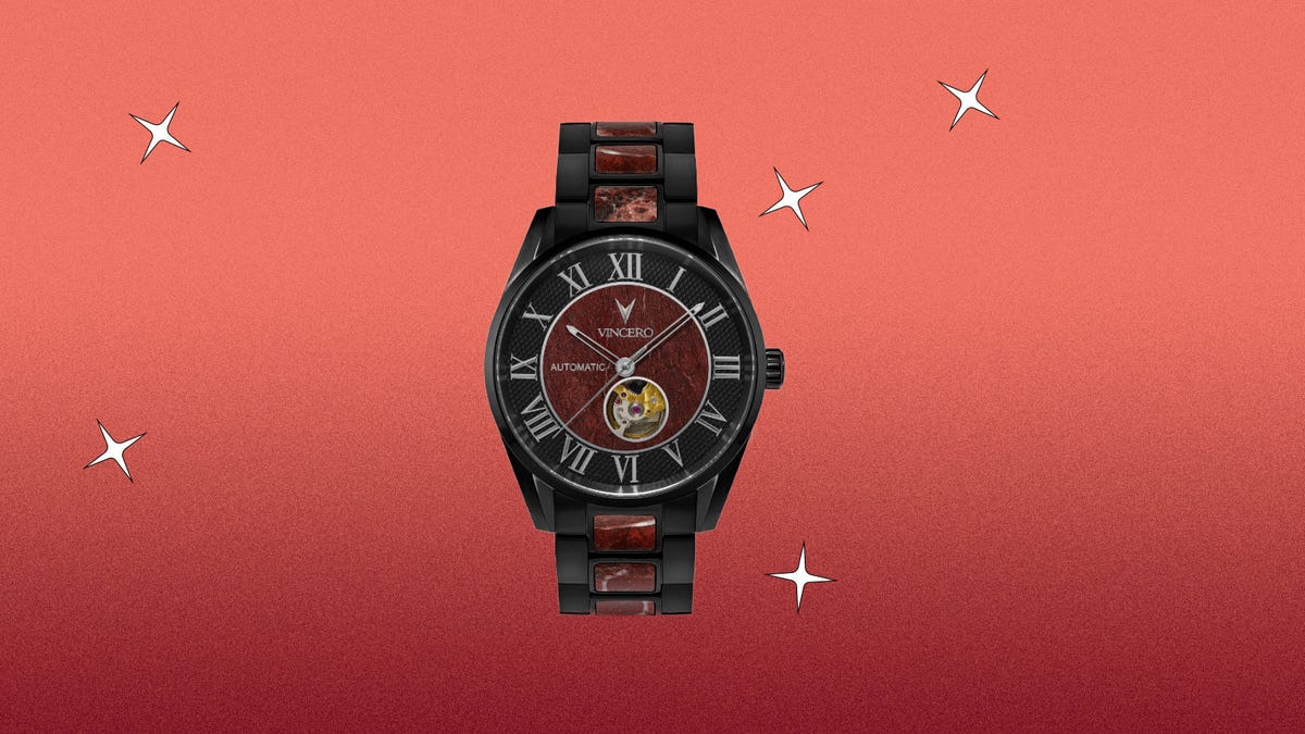 Red marble watch