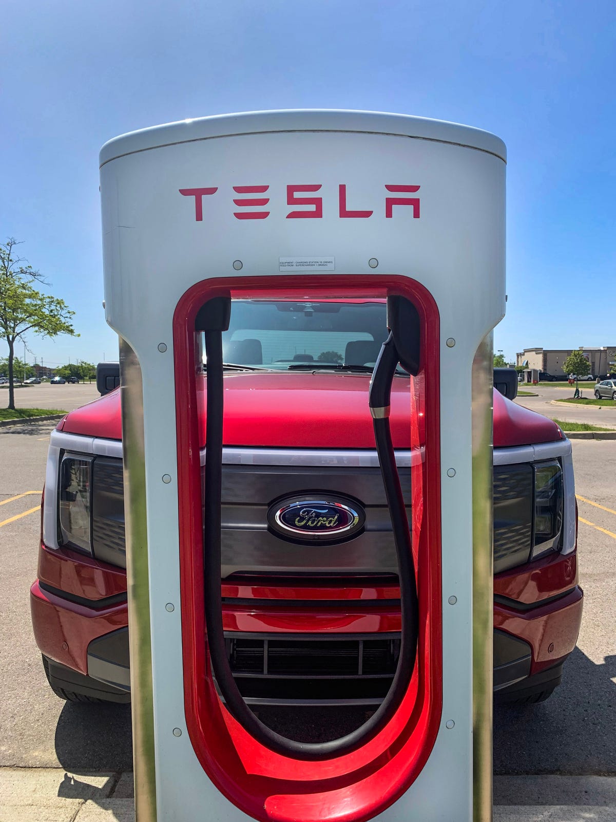 Ford F-150 Lightning at Tesla Supercharger