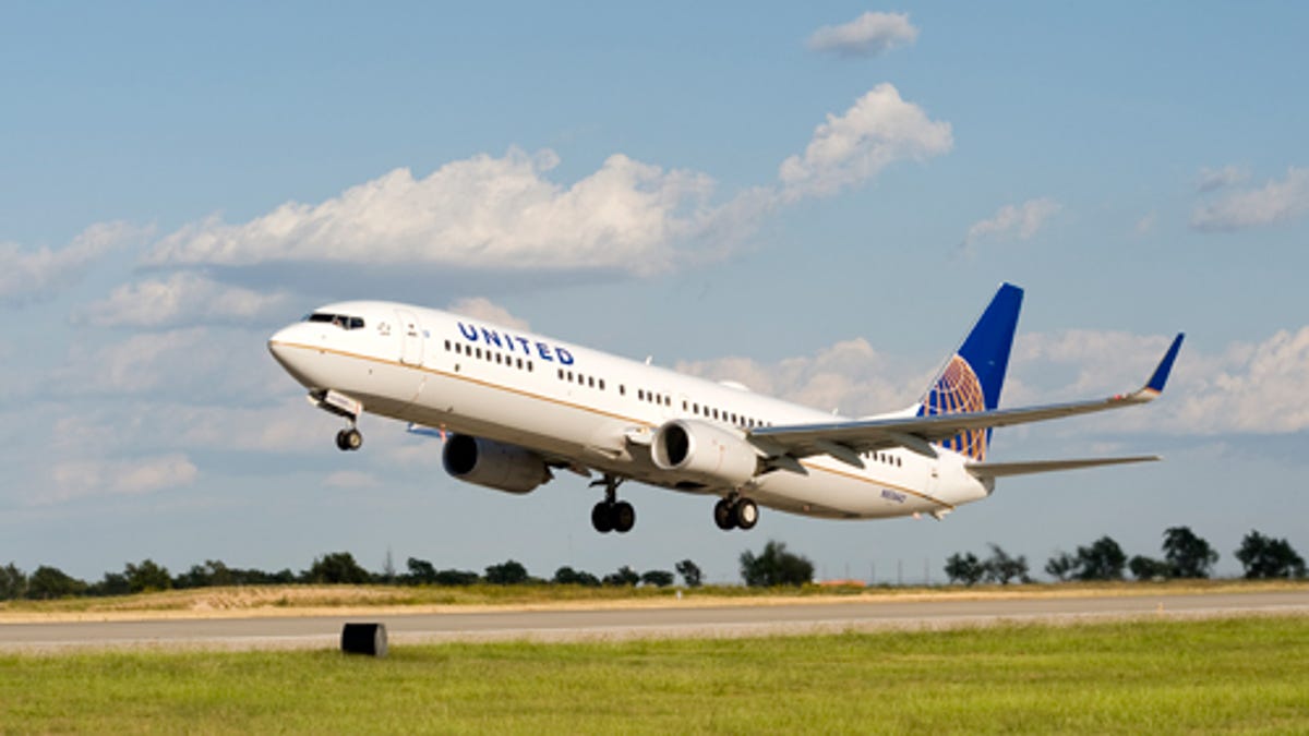 United Airlines passenger jet takes off