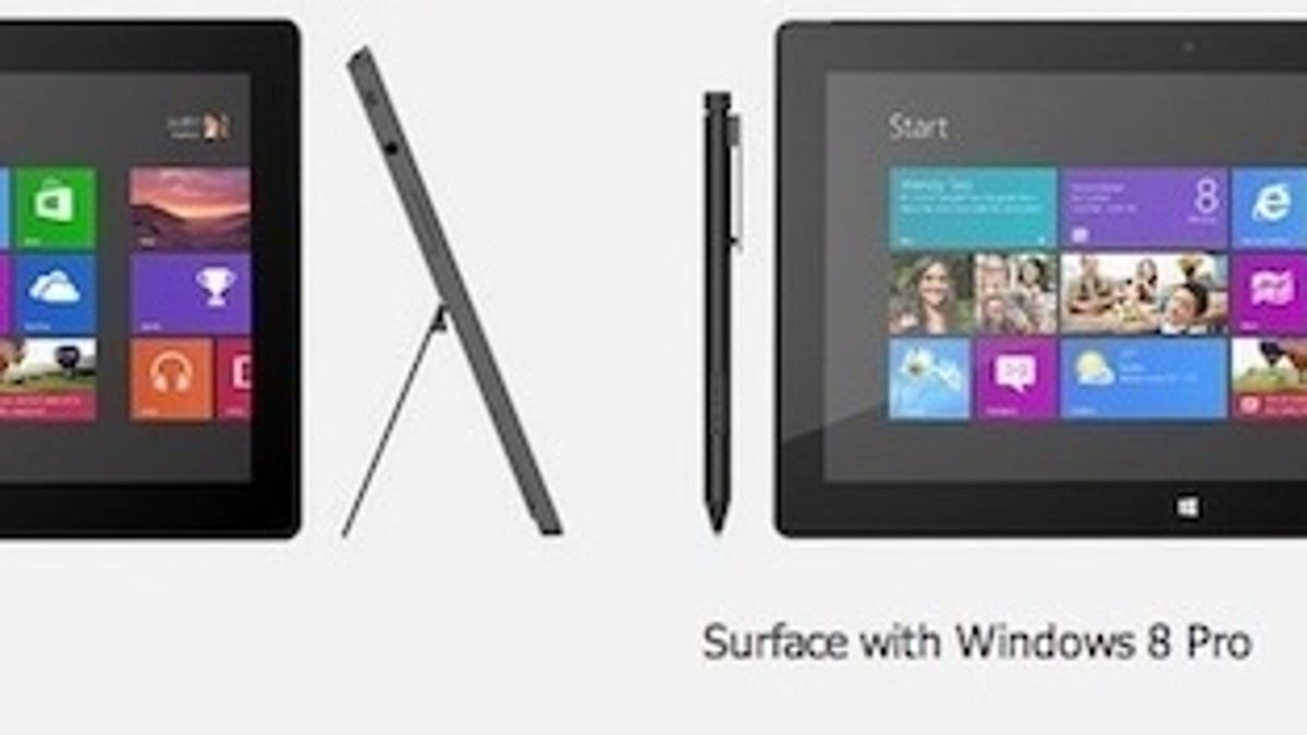 Microsoft Surface RT tablet (L) and coming Surface Windows 8 Pro.