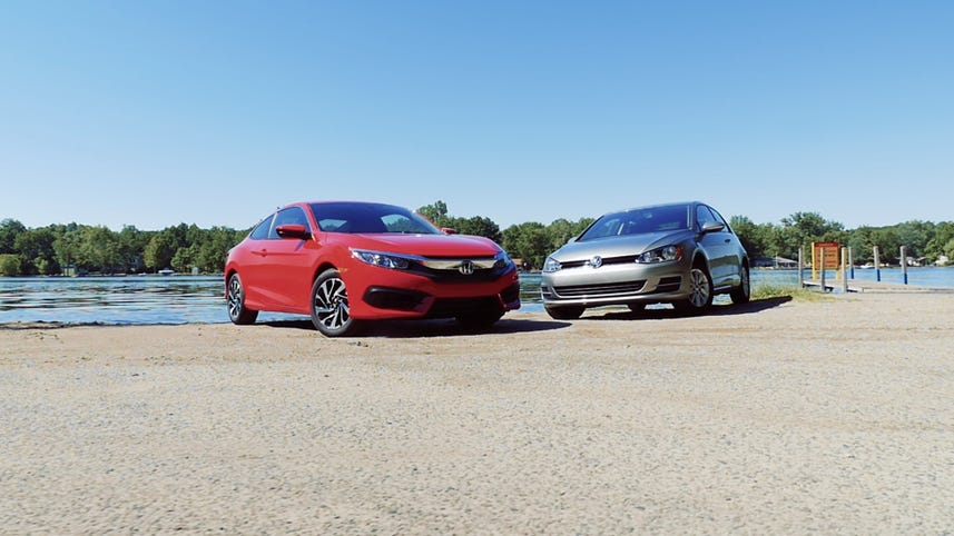 Shootout: Honda Civic LX Coupe vs. Volkswagen Golf TSI S 2-door for affordable sporty compact supremacy