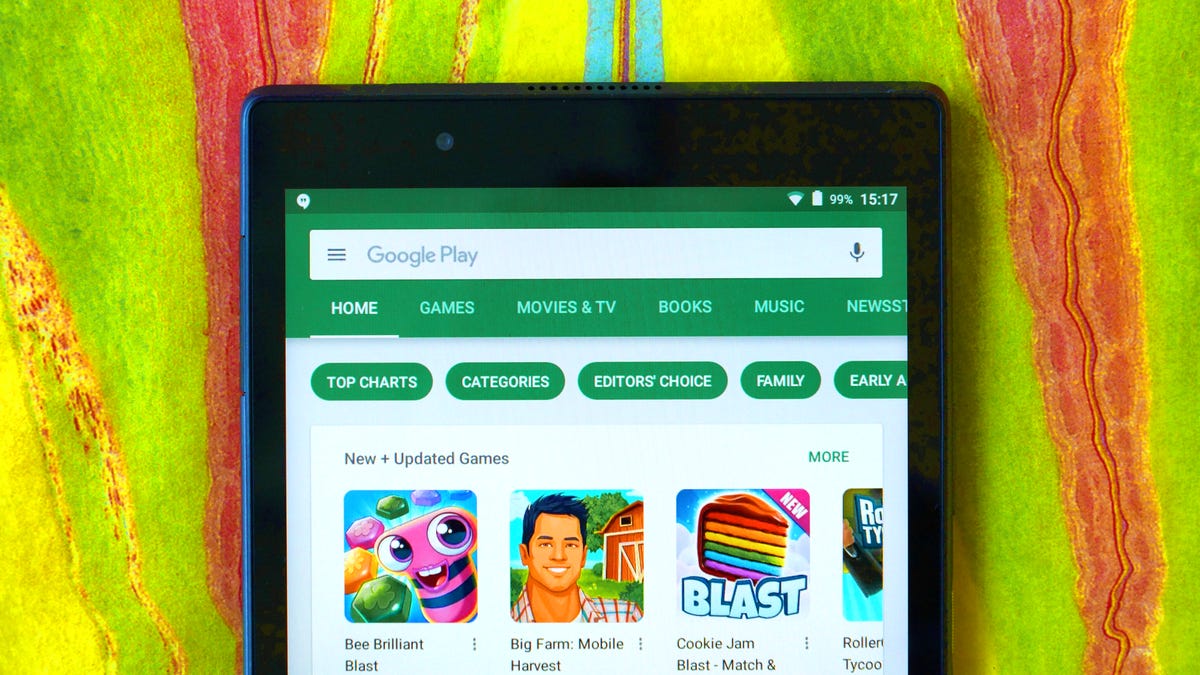 The Google Play Store, shown on a phone
