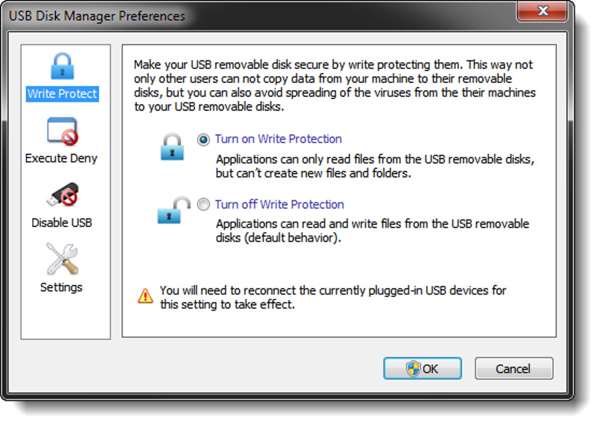 USB Disk Manager write protect