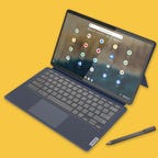 Lenovo Chromebook Duet 5 Abyss with blue cover