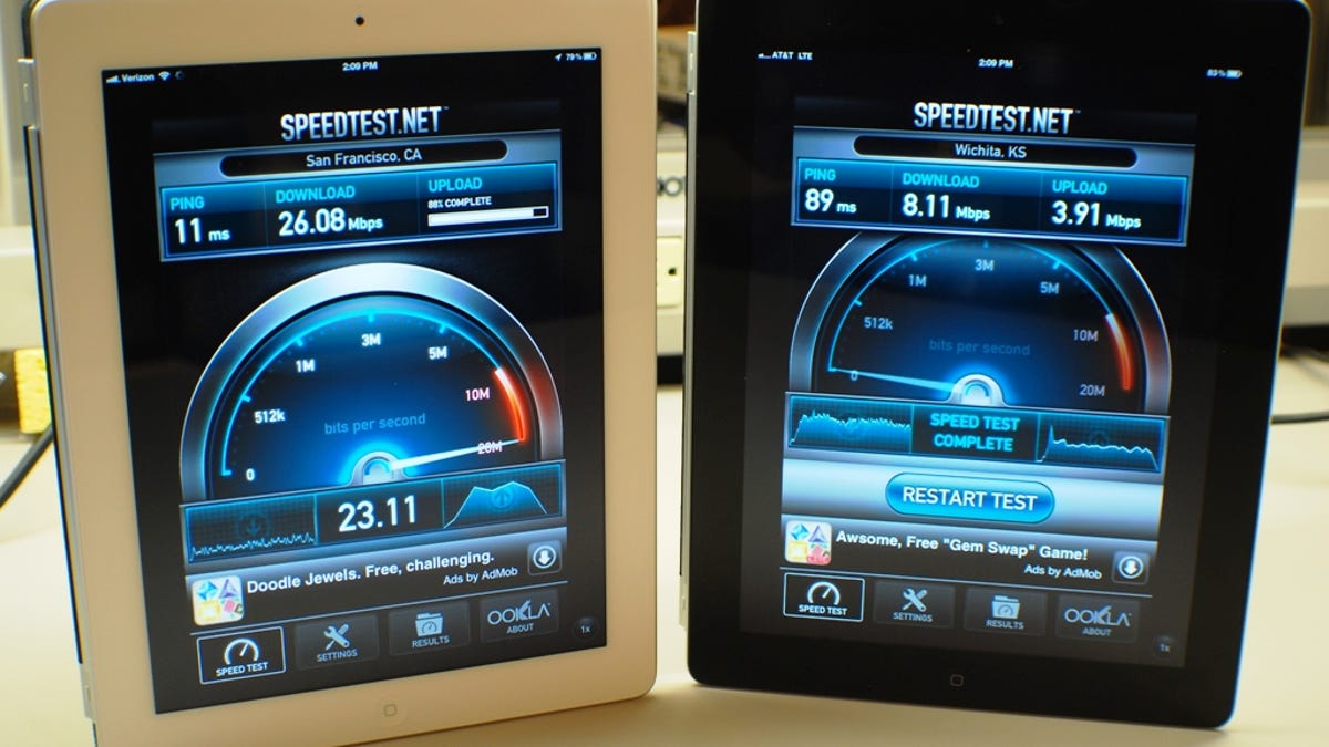 Regardless of which is faster, either of the iPads' 4G connection will generally be more than fast enough for tablet users. (Note: The photo was taken after the official tests and just for the purpose of showing how SpeedTest.net works on the new iPad.)