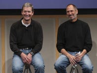 Apple CEO Tim Cook with late co-founder Steve Jobs in 207.