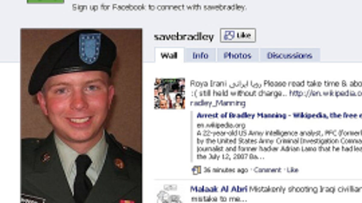 A picture of Bradley Manning on a "SaveBradley" Facebook page.