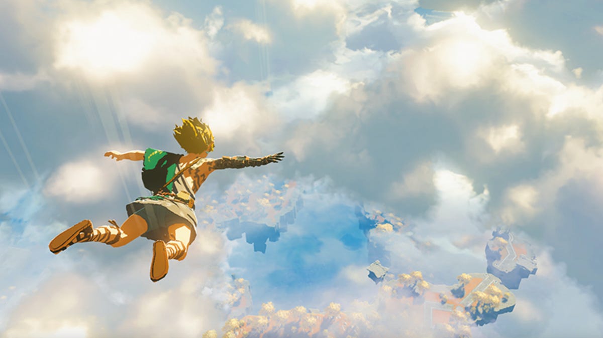 Link falling through clouds