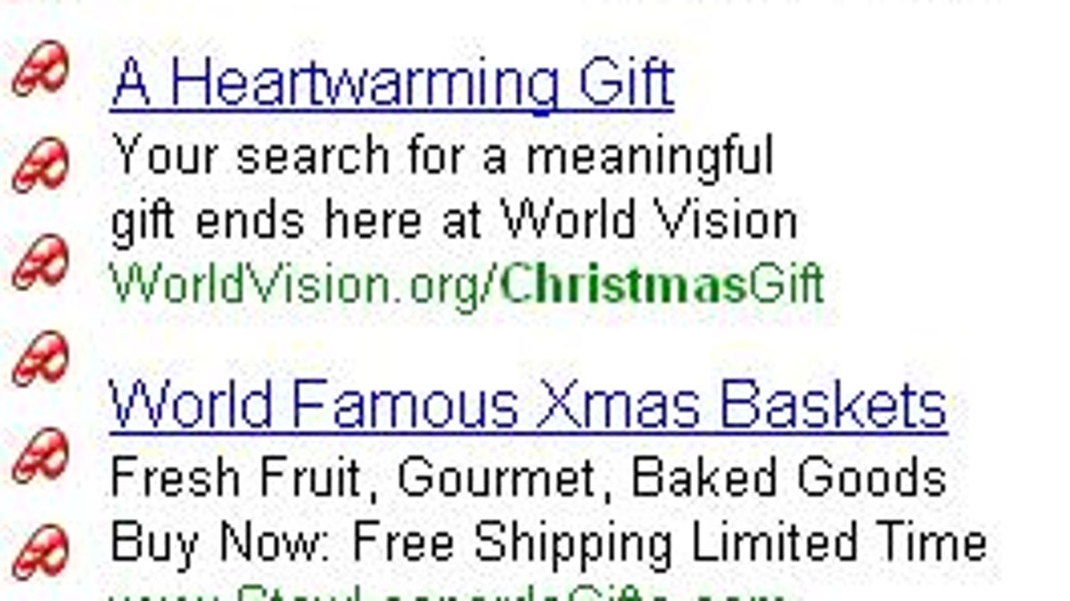A search for &apos;Christmas&apos; shows this holiday-theme ad divider.
