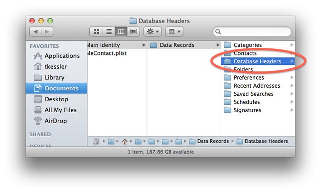 Microsoft "Database Headers" folder