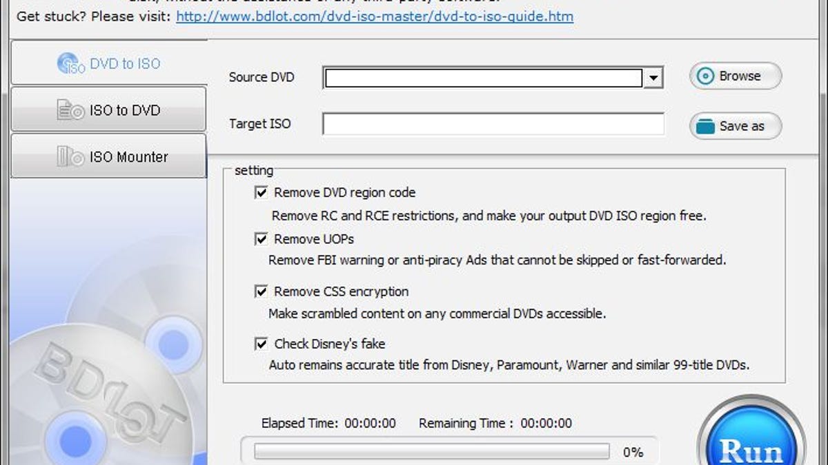 BDlot DVD ISO Master has just three functions, all of them handy for those who need them.