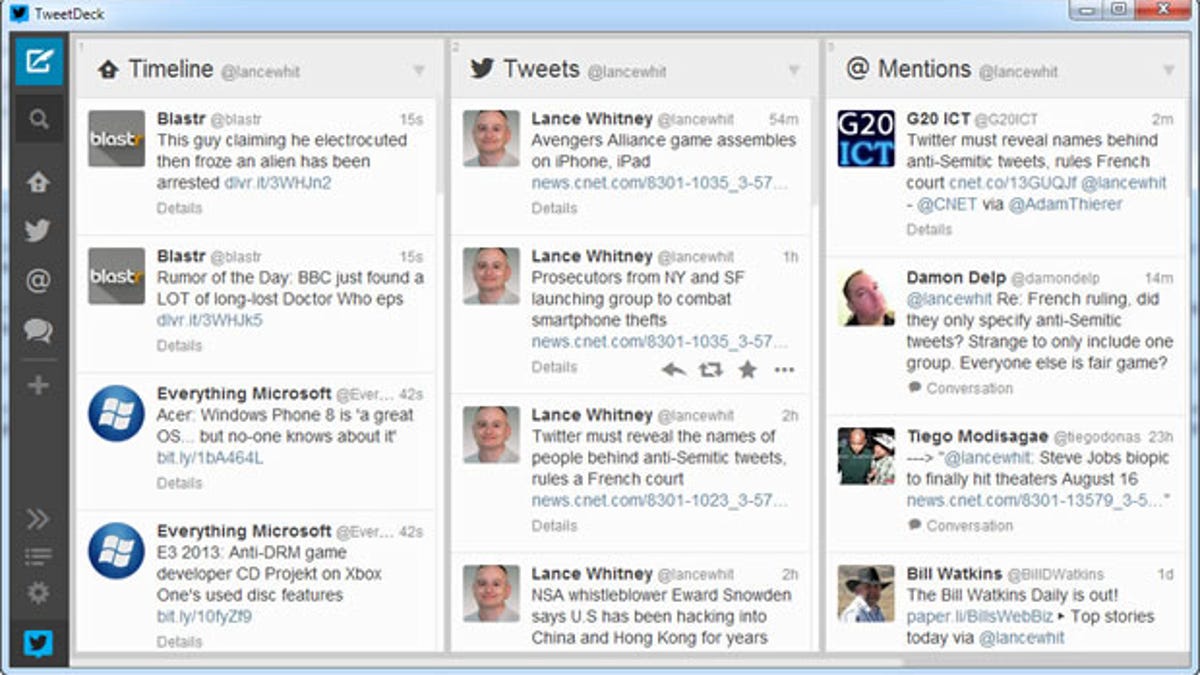 TweetDeck&apos;s new Windows client.