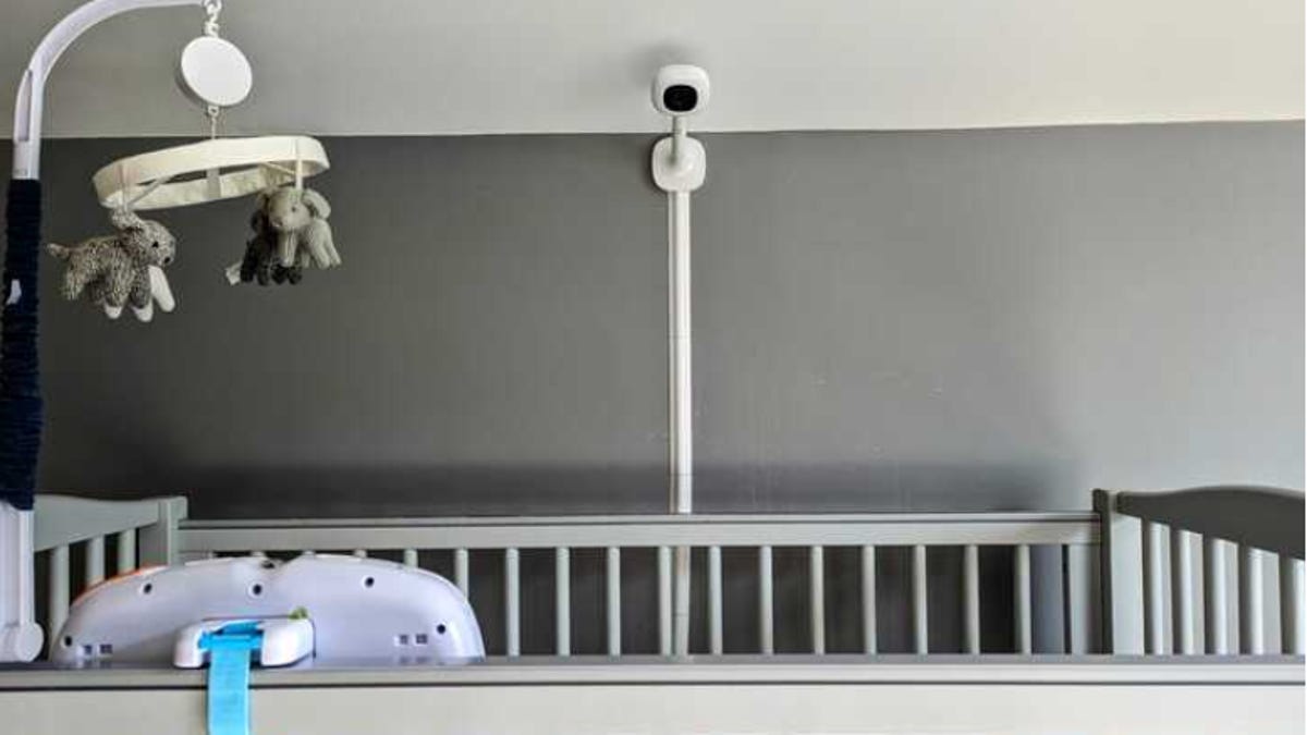 Baby camera overlooking  a baby crib