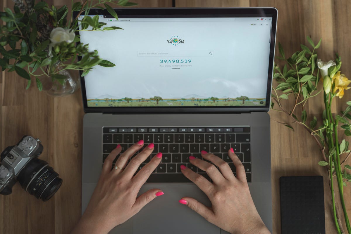 ecosia viewed on a laptop
