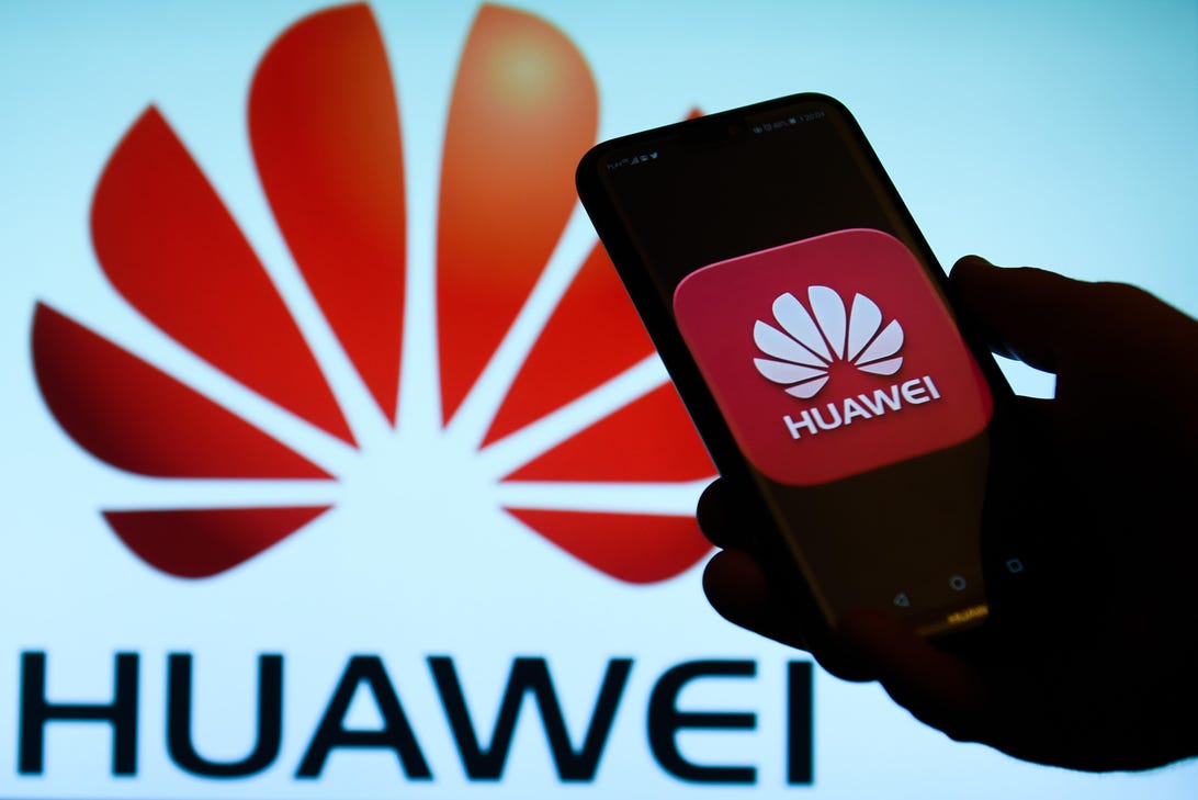Huawei logo is seen on an android mobile phone