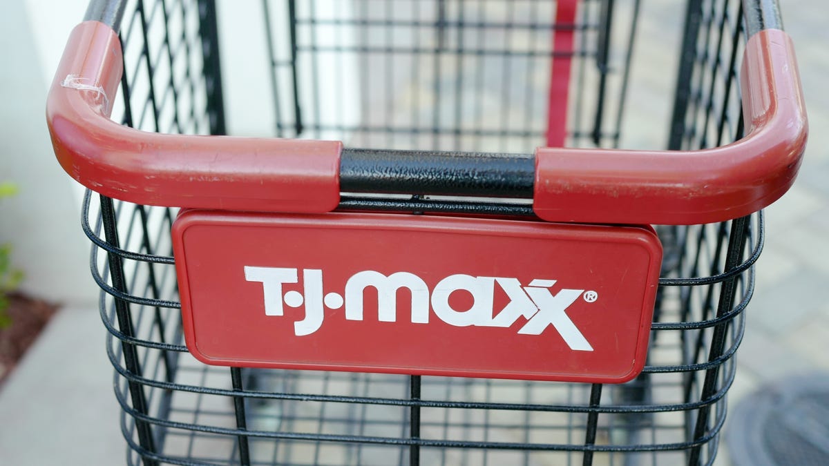 T.J. Maxx logo on a shopping cart