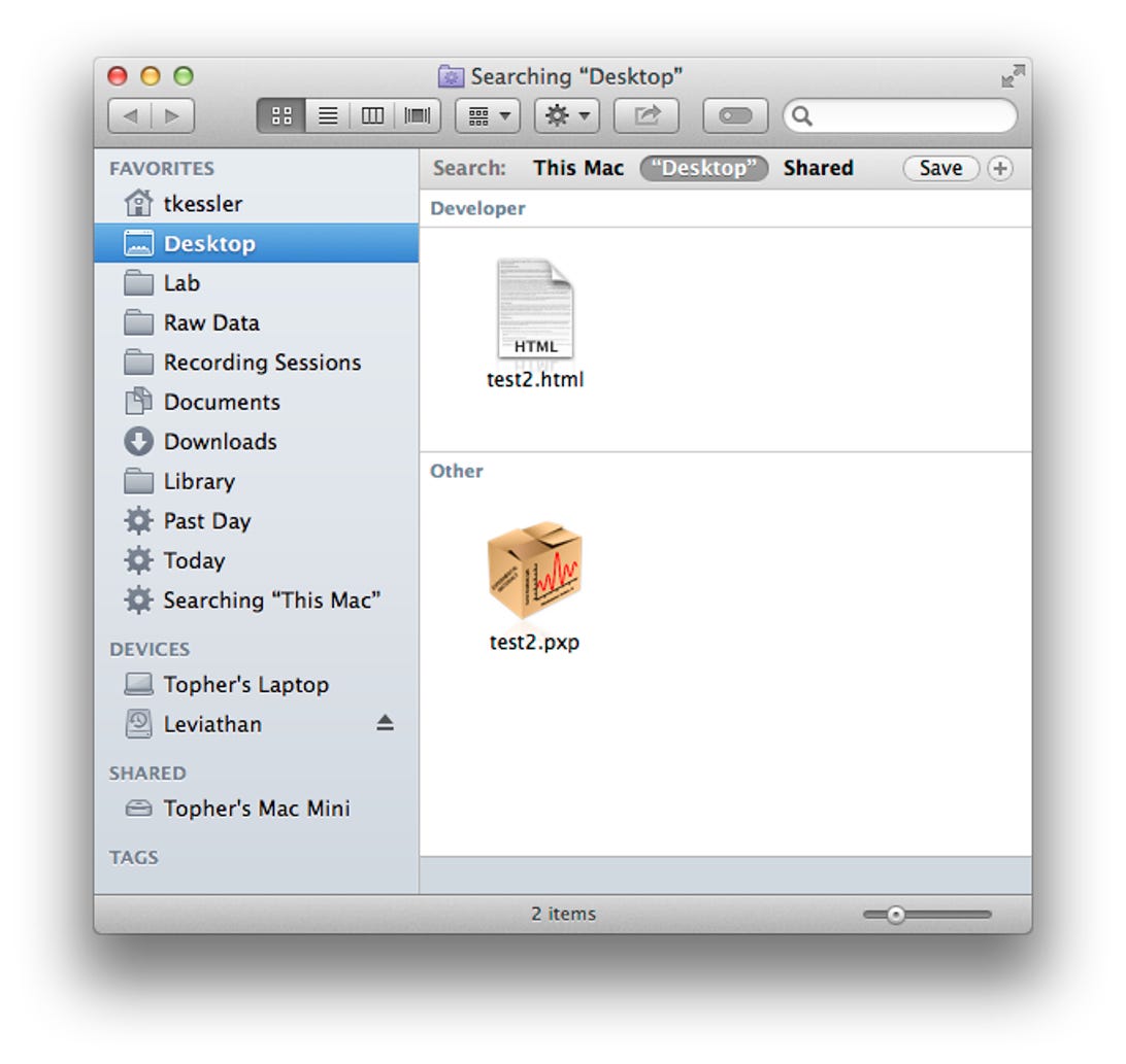 Name search in the OS X Finder