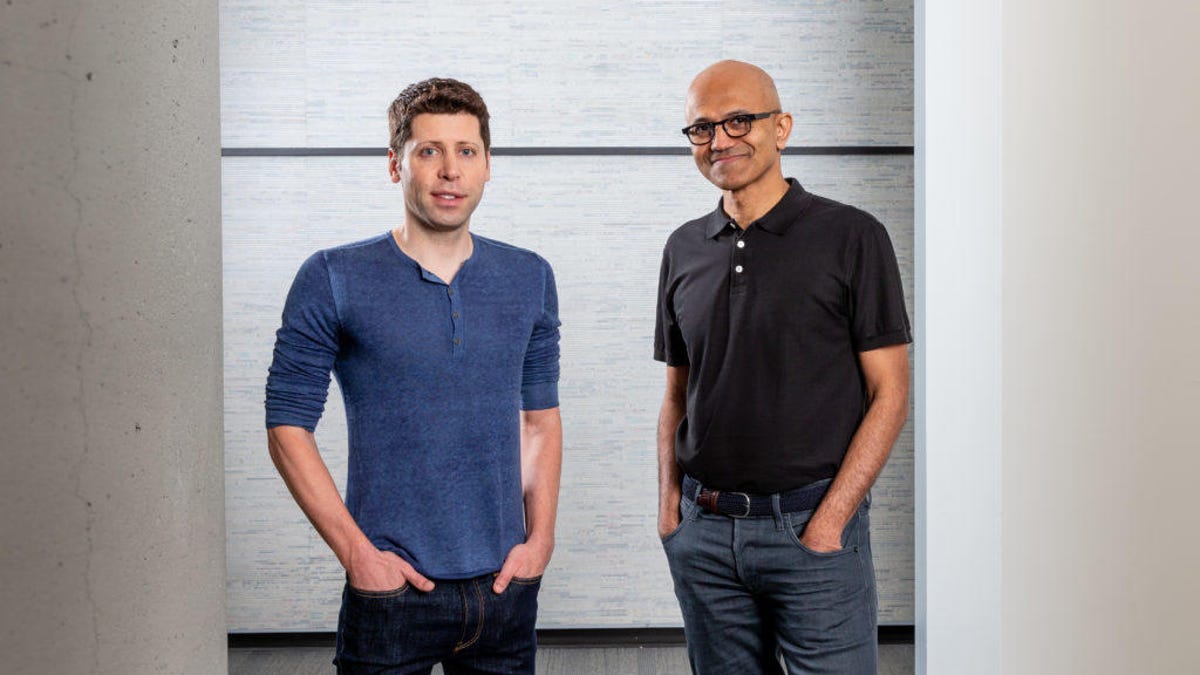 Microsoft CEO Satya Nadella and OpenAI CEO Sam Altman at the Microsoft campus