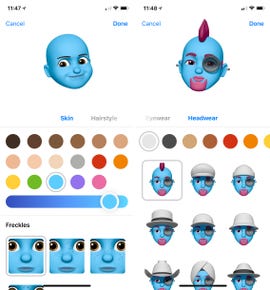 Two blue Memoji avatars