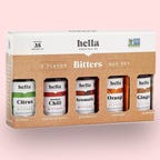 five bottles of bitters in variety box