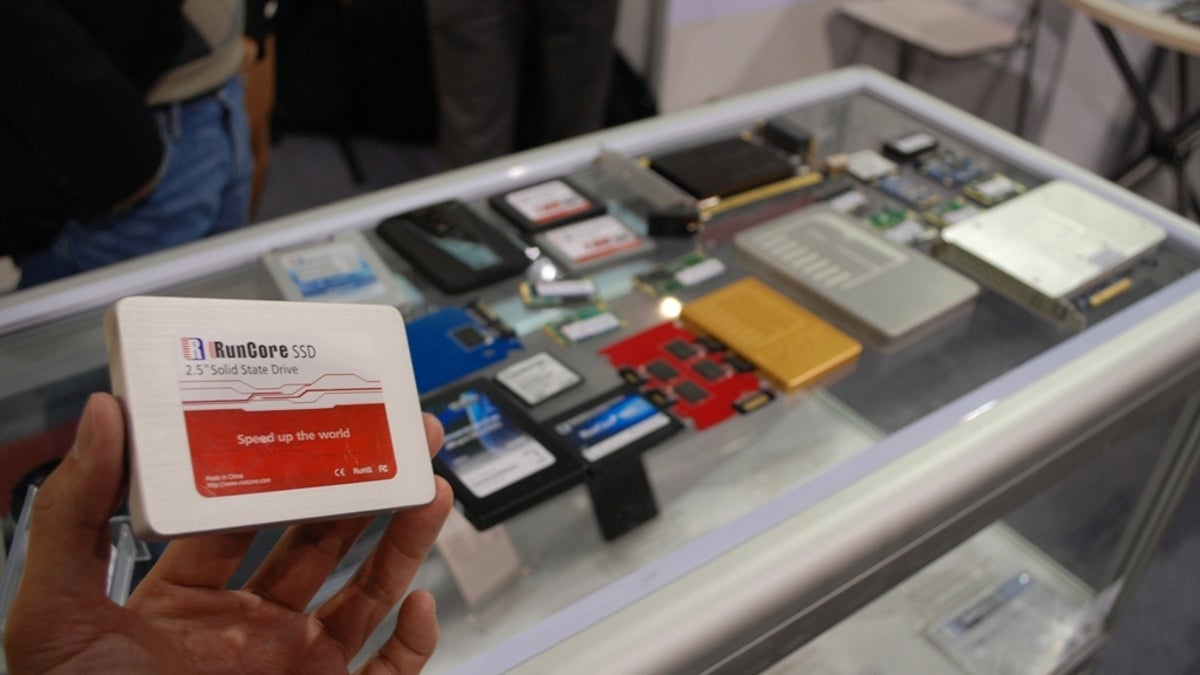 RunCore&apos;s large selection of SSDs on display at CES 2012