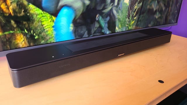 Bose Smart Soundbar 600 on a TV stand