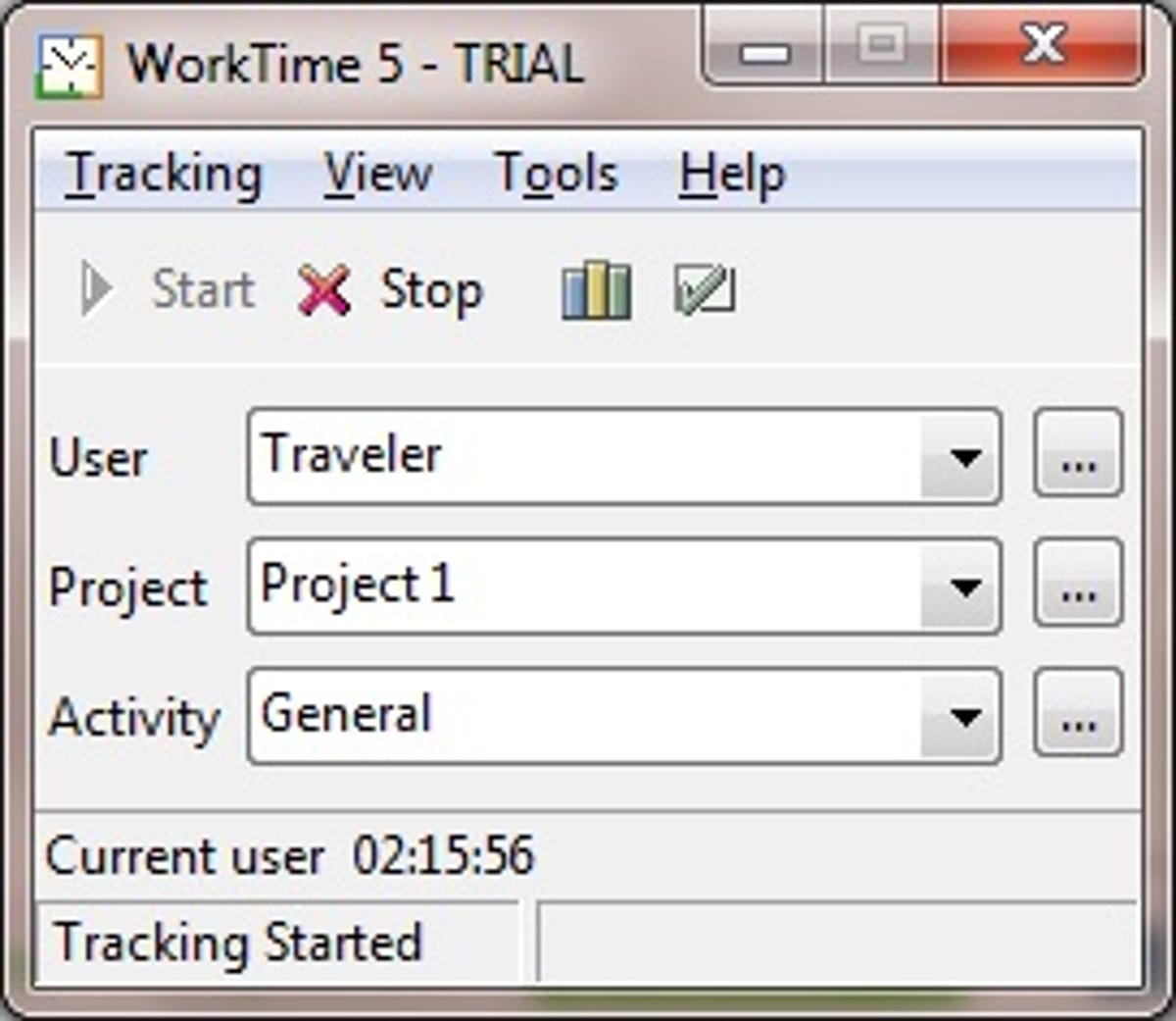 WorkTime time-tracking window