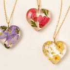 birth month flower heart necklace