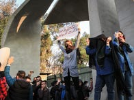 <p>Iranian students protest at the University of Tehran during a demonstration in December driven by anger over economic problems.</p>