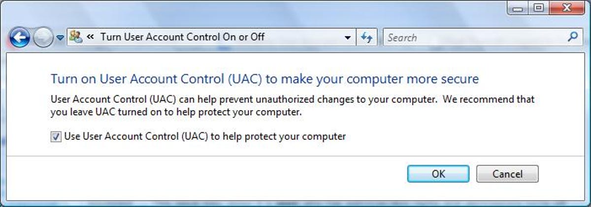Windows Vista's User Account Control setting.