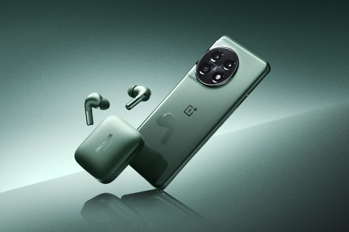 Telefone OnePlus 11 5G e fones de ouvido Buds Pro 2