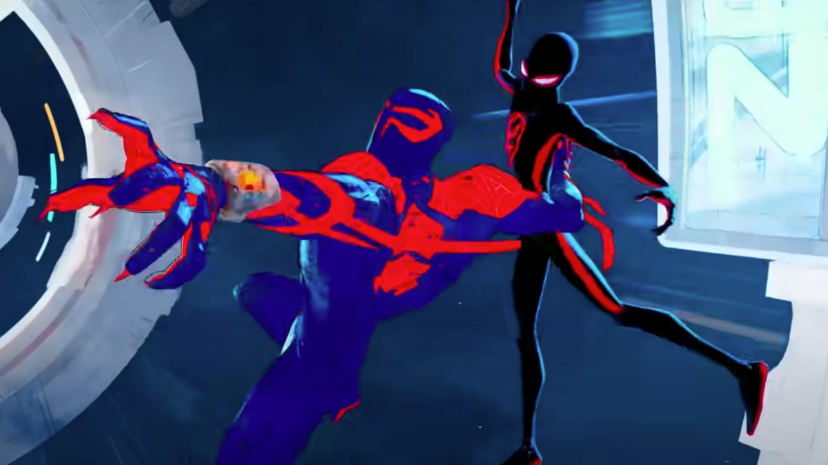Spider-Man 2099 battles Miles Morales in Spider-Man: Across the Spider-Verse