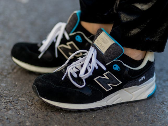 A pair of New Balance shoes.
