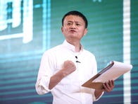<p>Jack Ma, standing at the podium Tuesday, seeks to partner with US businesses.</p>