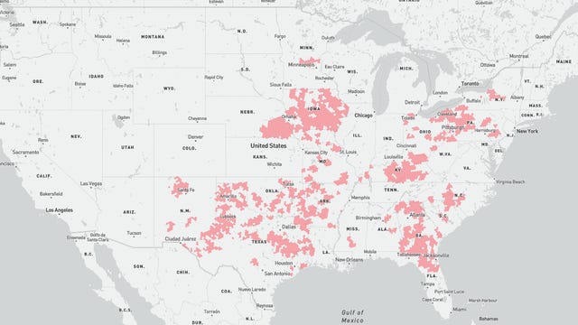 Map of Windstream home internet coverage.