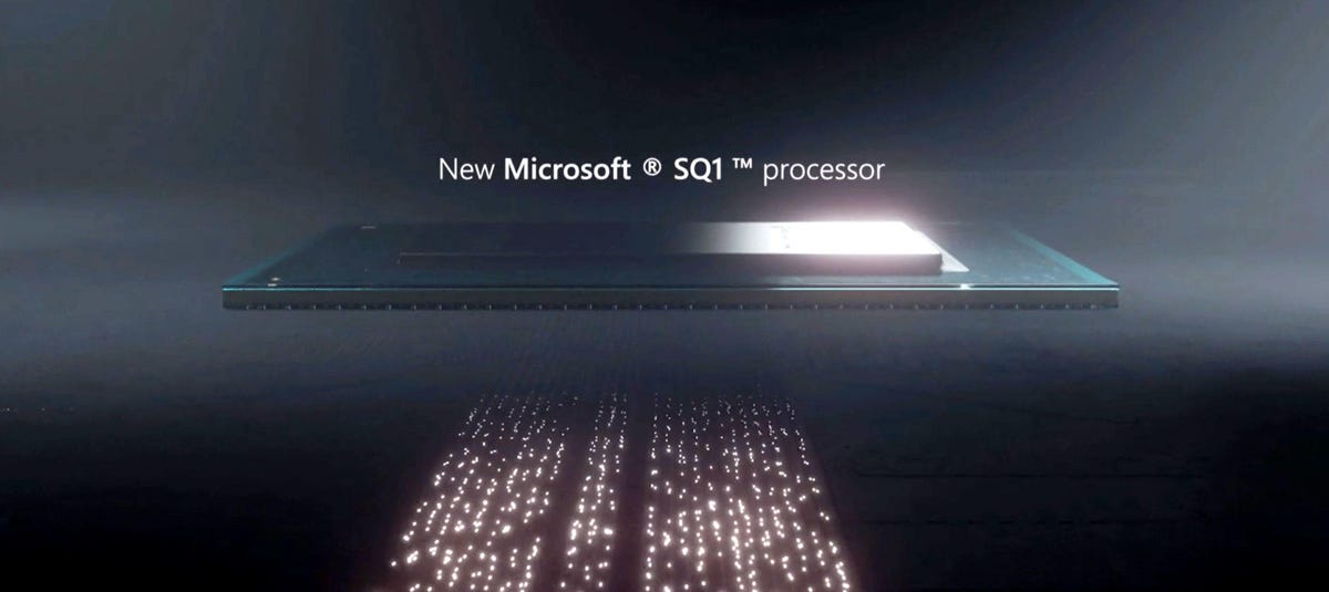 Microsoft touted its SQ1 processor at a Surface event.