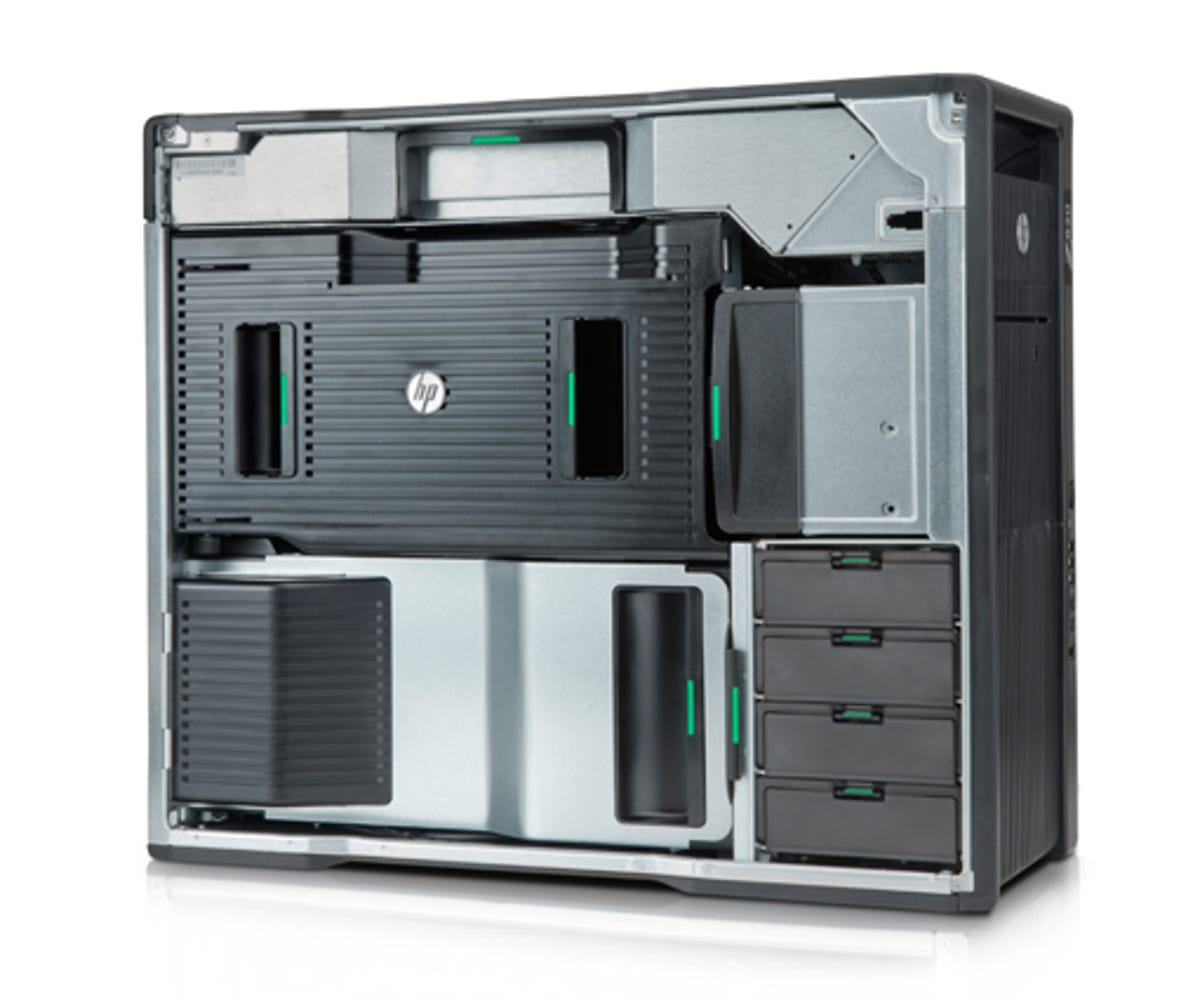 The HP Z820 workstation has a lot of expansion room for internal hard drives, graphics cards, and memory.
