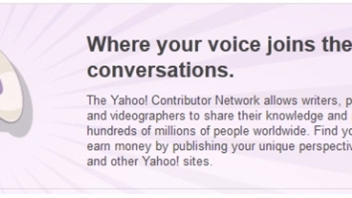 The Yahoo Contributor Network page