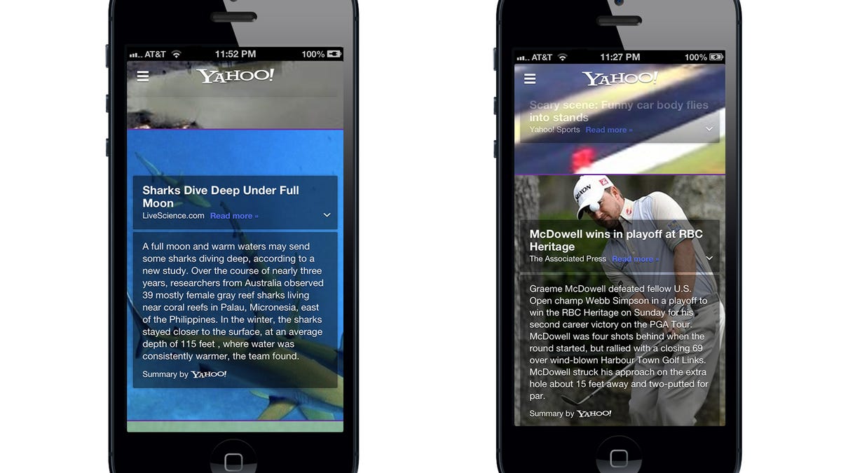Story summaries on the new Yahoo iPhone app