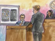 <p>Richard Howarth, a senior director of Apple's design team, testifies about Apple iPhone patents, examined by Apple attorney Joe Mueller as US District Judge Lucy Koh looks on.</p>