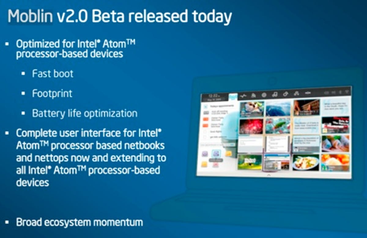 Intel announced the Moblin v2.0 Beta Tuesday