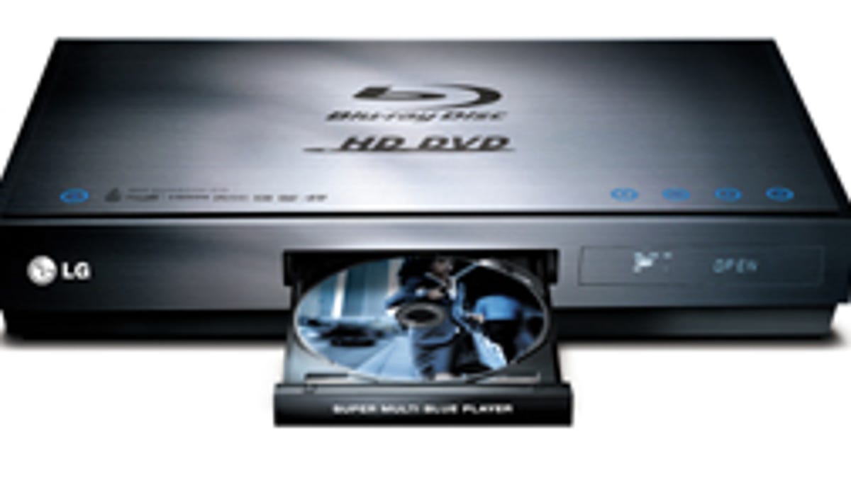 The LG BH100 is indeed shipping--and without the HD DVD logo